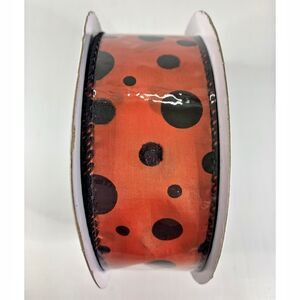 Orange Black Polka Dot Ribbon Halloween Burton Burton Crafts Decor NEW